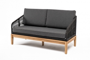 MR1001599 диван 2-местный плетеный из роупа, каркас алюминий светло-серый шагрень, роуп бирюзовый